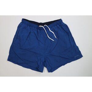 Vtg 90s Woolrich Mens Large Faded Spell Out Lined Above Knee Shorts Trunks Blue